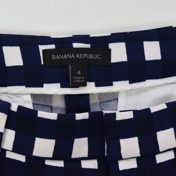 Banana Republic Blake-Fit Wide-Leg Gingham Crop Pant Navy - Picture 5 of 7